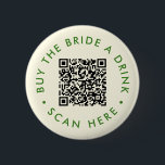 Retro Buy the Bride a Drink Bachelorette Party QR  2 Inch Round Button<br><div class="desc">Bring a modern touch to the bride's bachelorette celebration with this Retro Buy the Bride a Drink Bachelorette Party QR Button. This button seamlessly blends vintage aesthetics with a contemporary twist, showcasing a stylish blue design and a customizable QR code. Capture the essence of retro vibes with a modern edge,...</div>
