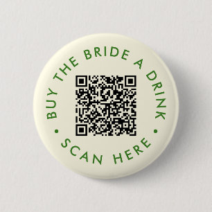 Retro Buy the Bride a Drink Bachelorette Party QR  2 Inch Round Button