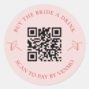 Retro Buy the Bride a Drink Bachelorette QR Code Classic Round Sticker