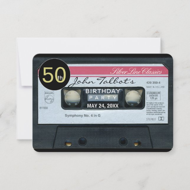 Retro C Audiotape 50th birthday Party Invitation (Front)