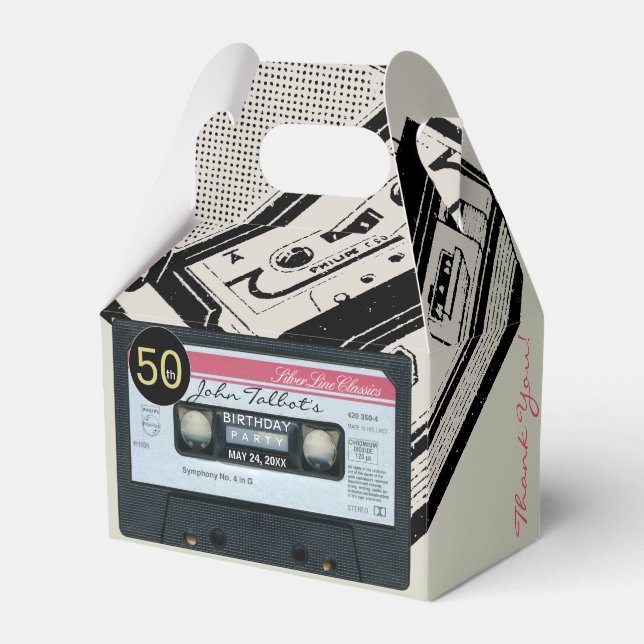 Retro C Audiotape 50th Birthday Thank You GFB Favor Box (Front Side)