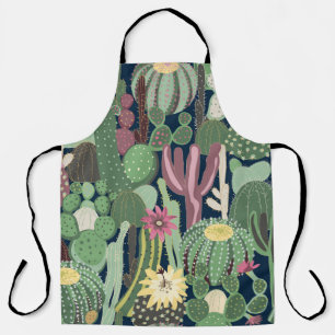 Retro Cactus Design: Seamless Fabric Texture Apron