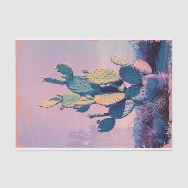 Retro Cactus in the Desert Artwork Decoupage Tissue Paper (Front)
