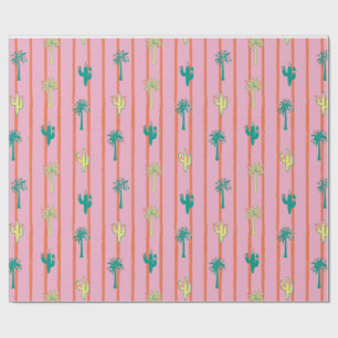 Retro Cactus & Palm Trees Gift Wrap Paper