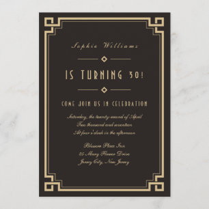 Retro Cadre Art Déco Dark Anniversaire Invitation