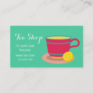 Retro cafe tea shop designer tea pot business card