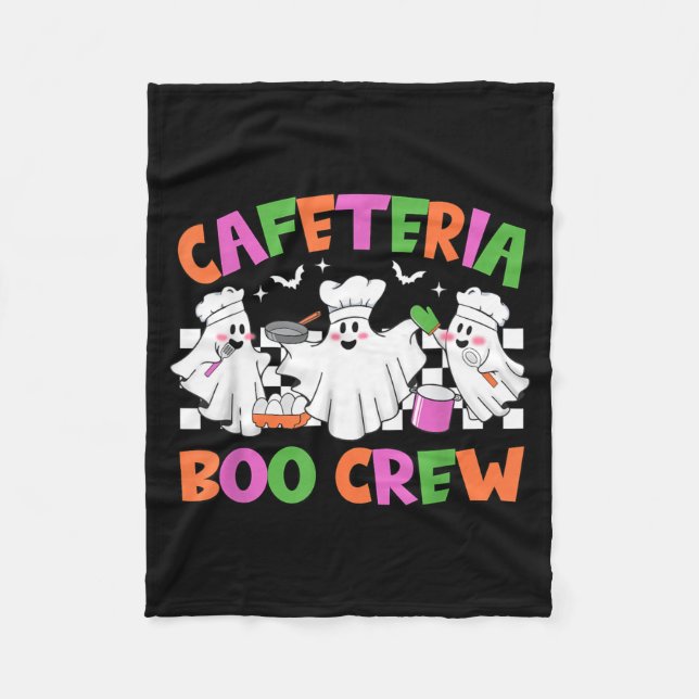 Retro Cafeteria Boo Crew Cafeteria Worker Fleece Blanket (Front)