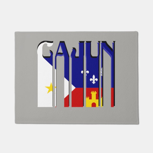 Retro Cajun Acadiana Flag Louisiana Door Mat (Front)