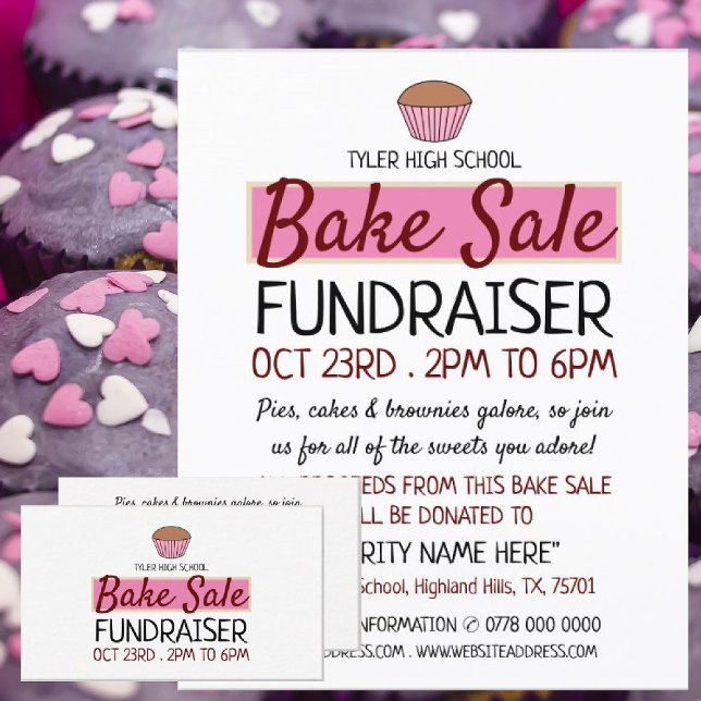 Retro Cake Design, Charity Bake Sale Event Advert Flyer (Creator Uploaded)