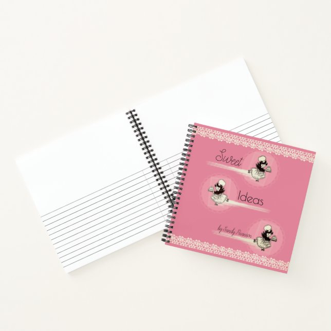 Retro cake girl personal cookbook recipe notebook (Inside)