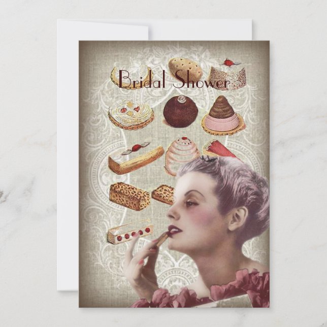 Retro cake Vintage Paris bridal shower Invitation (Front)