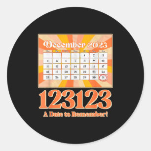 Retro Calendar_ Remember New Year's Eve 2023-24  Classic Round Sticker