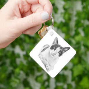 Retro Calico Halftone Keychain