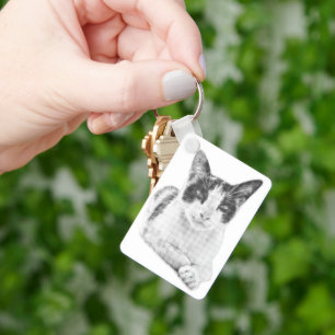 Retro Calico Halftone Keychain