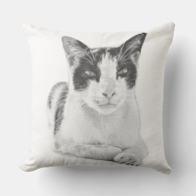 Retro Calico Halftone Throw Pillow (Front)