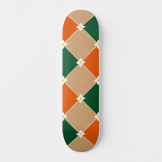 Retro California 70s Argyle Pattern Orange Green Skateboard