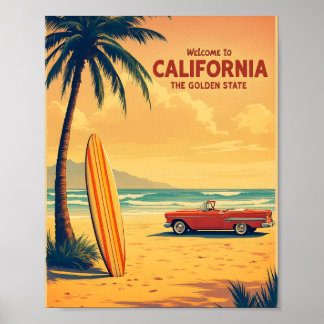 Retro California Beach Poster