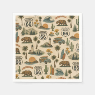 Retro California Route 66 Party Escape Napkin