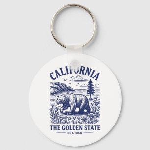 Retro California State Shirt Est 1850 Golden Coast Keychain