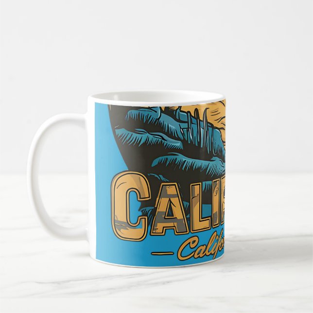 Retro California Sunset Beach Scene Coffee Mug (Left)