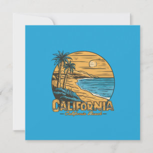 Retro California Sunset Beach Scene Holiday Card