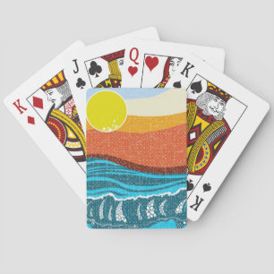 Retro California Sunset Playing Cards