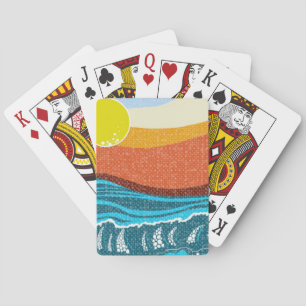 Retro California Sunset Playing Cards