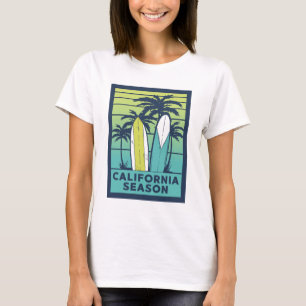 Retro California Surfboards Art – Summer Coastline T-Shirt
