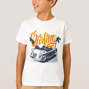 Retro California Surfing Beach Car Graphic T-Shirt