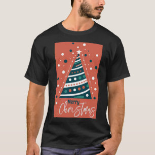 Retro calligraphy minimalist Merry Christmas tree T-Shirt
