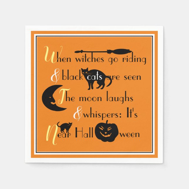 Retro Calligraphy Traditional Halloween Poem Napkin (Front)