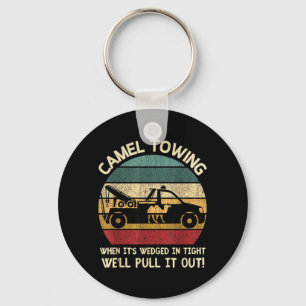 Retro Camel Towing Humour Saying Funny Halloween Keychain
