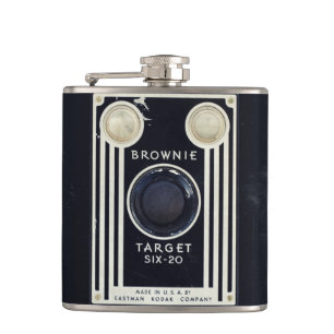 Retro camera brownie target. hip flask