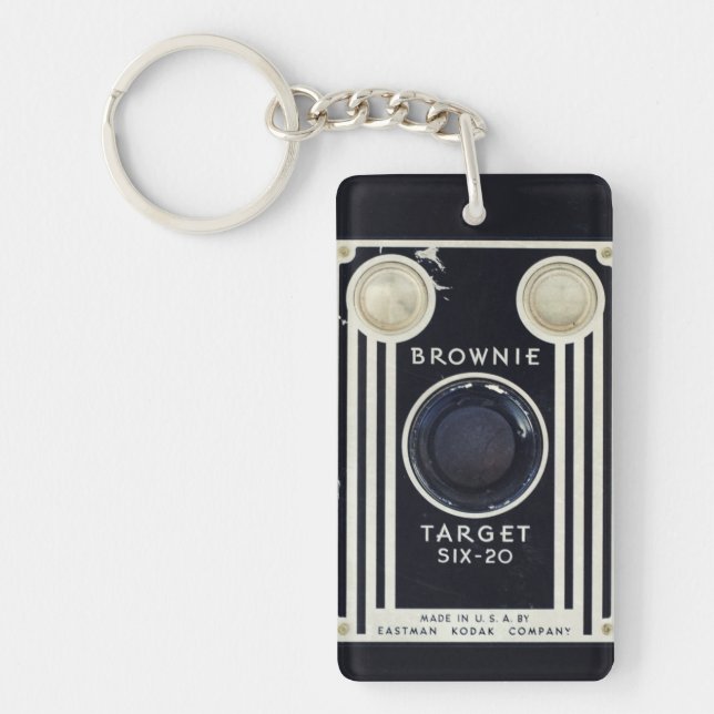 Retro camera brownie target. keychain (Front)