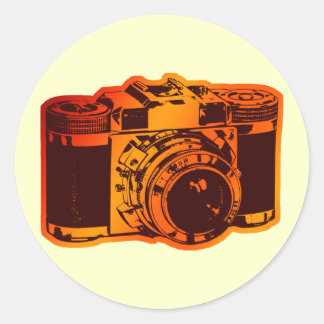 retro camera classic round sticker