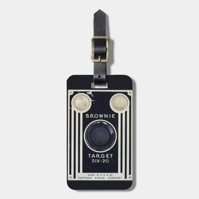 Retro camera kodak brownie target luggage tag (Front Vertical)