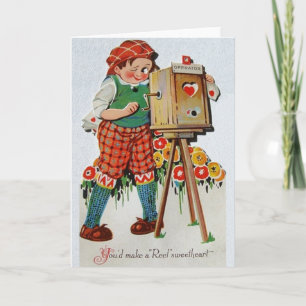 Retro Camera Man Filmmaker Valentine's Day Card