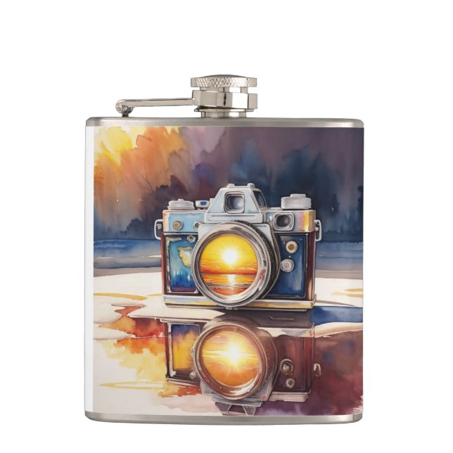 Retro Camera on Your Pocket #1 Hip Flask (Front)