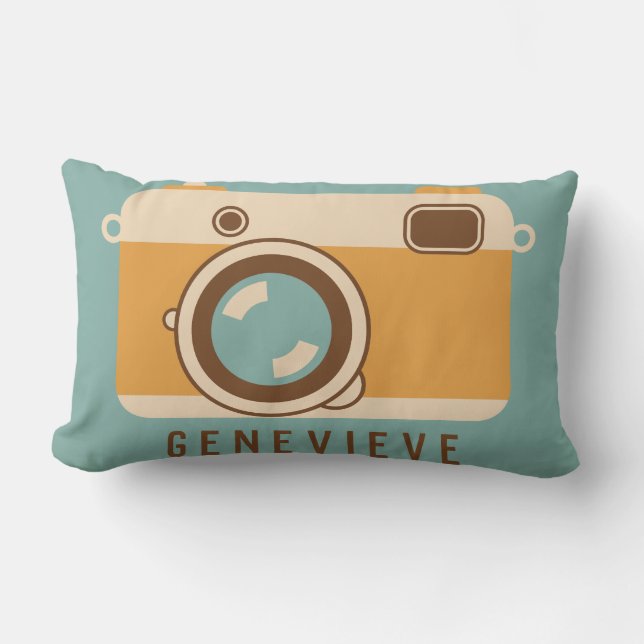 Retro Camera Personalized Throw Pillow (Front)