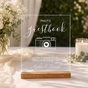 Retro Camera Personalized Wedding Photo Guestbook Acrylic Sign