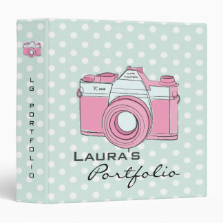 Retro Camera Photography Polka Dots Portfolio Binder