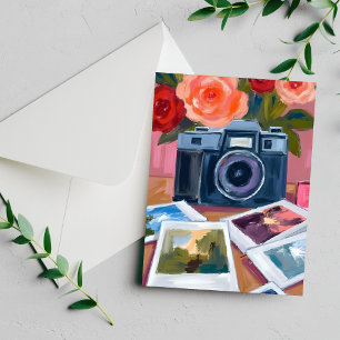 Retro Camera Photos Nostalgic Watercolor Card
