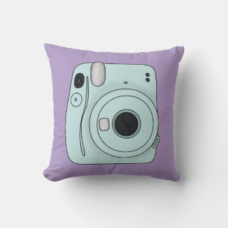 Retro Camera Throw Pillow – Fun Purple Aesthetic