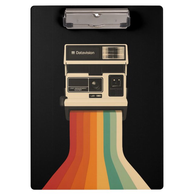 Retro Camera with Rainbow Print Clipboard (Front)