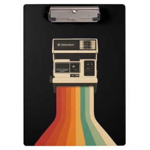 Retro Camera with Rainbow Print Clipboard