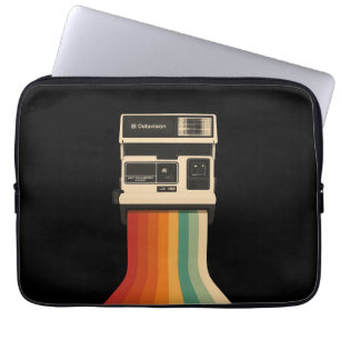 Retro Camera with Rainbow Print Laptop Sleeve
