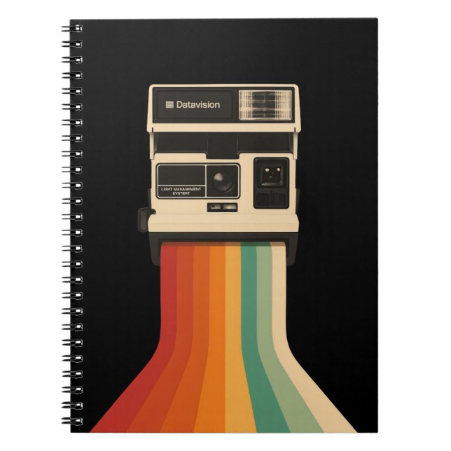 Retro Camera with Rainbow Print Notebook (Front)