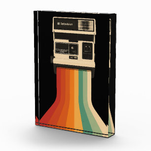 Retro Camera with Rainbow Print Photo Block