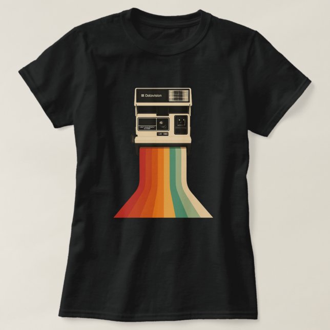 Retro Camera with Rainbow Print T-Shirt (Design Front)