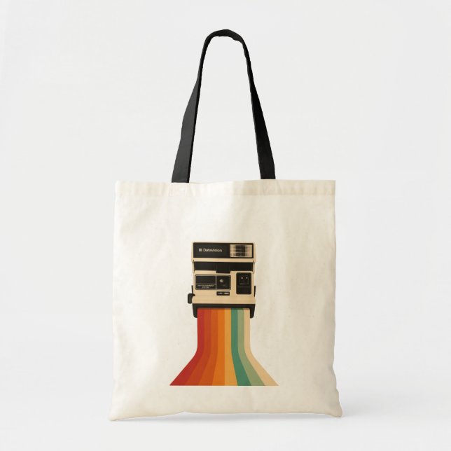 Retro Camera with Rainbow Print Tote Bag (Front)